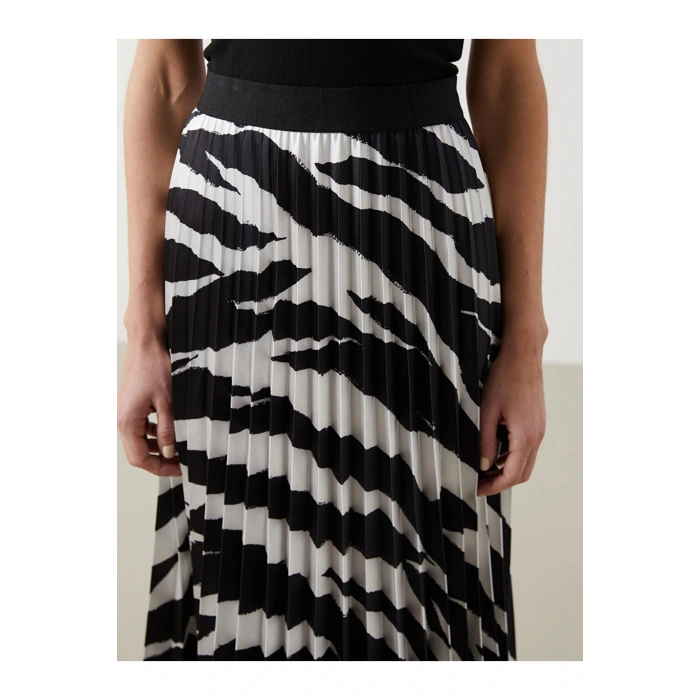 Beli Lastikli Desenli Kadin Pileli Etek - S5IB71Z8