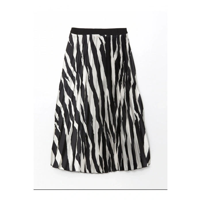 Beli Lastikli Desenli Kadin Pileli Etek - S5IB71Z8