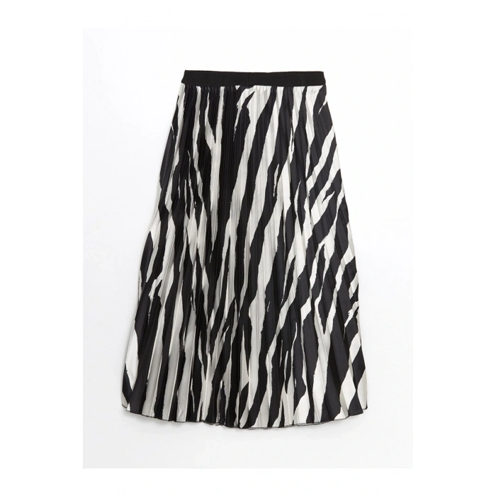 Beli Lastikli Desenli Kadin Pileli Etek - S5IB71Z8