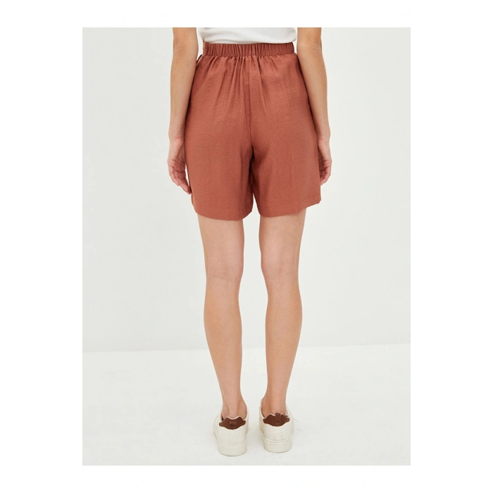 Beli Lastikli Düz Cep Detaylı Kadın Şort