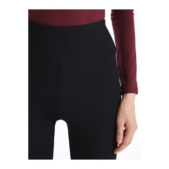 Beli Lastikli Düz İspanyol Paça Kadın Tayt Pantolon