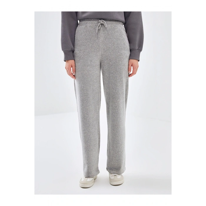 Beli Lastikli Kadife Kadın Eşofman Altı