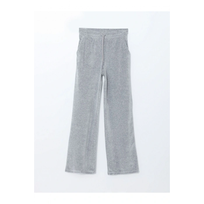 Beli Lastikli Kadife Kadın Eşofman Altı