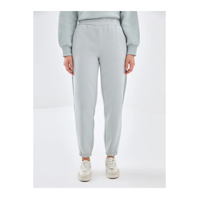 Beli Lastikli Kadın Kalın Jogger Eşofman Altı