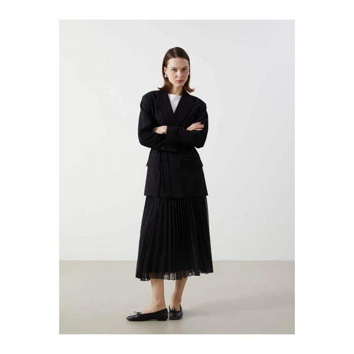 Beli Lastikli Kadın Pileli Etek