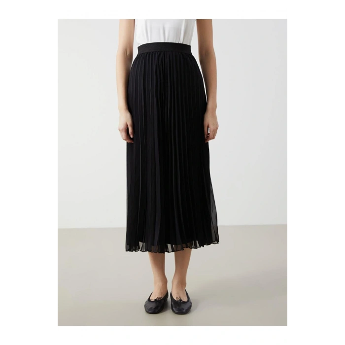 Beli Lastikli Kadın Pileli Etek