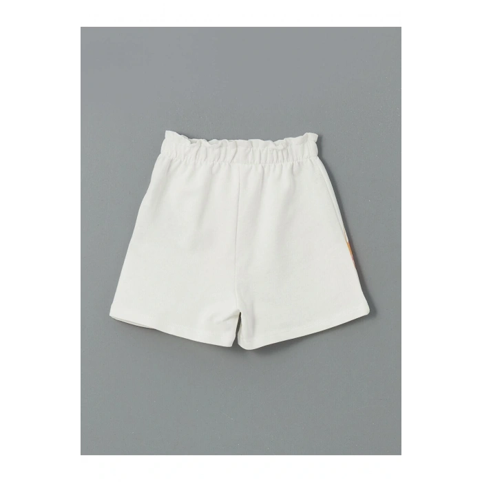 Beli Lastikli Kelebek Baskılı Kız Çocuk Şort