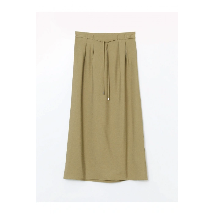 Beli Lastikli Keten Görünümlü Etek