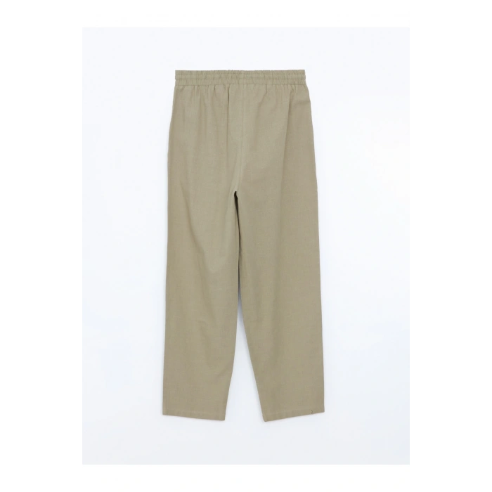 Beli Lastikli Keten Karışımlı Kadın Pantolon