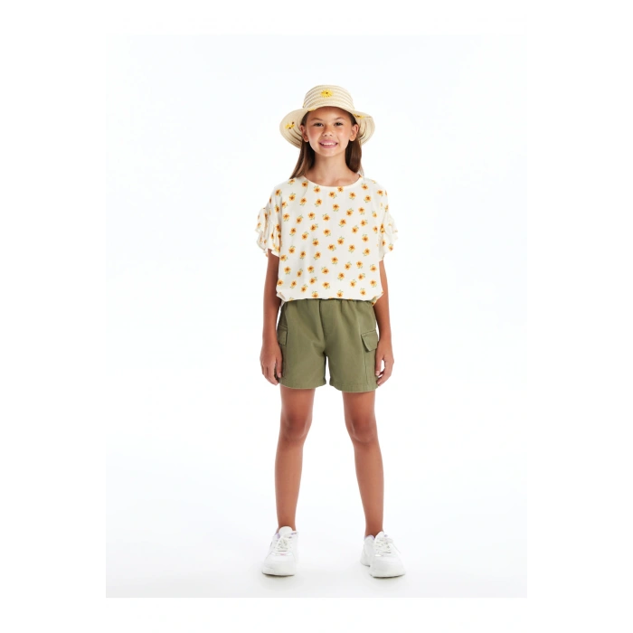 Beli Lastikli Kız Çocuk Şort