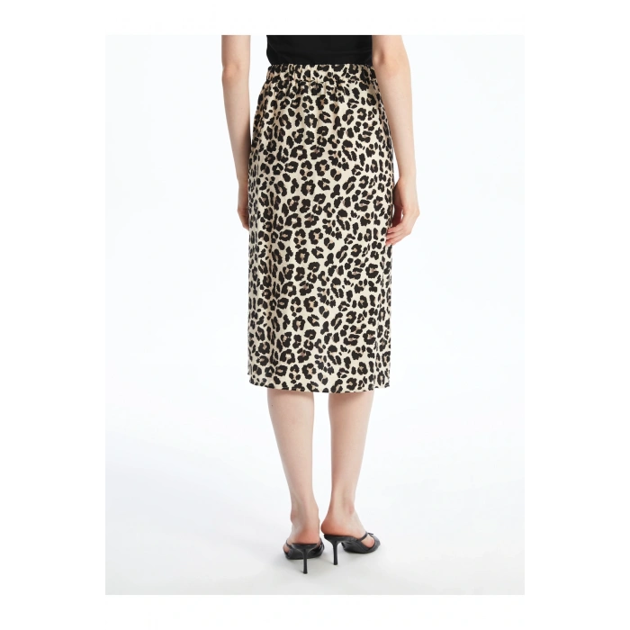Beli Lastikli Leopar Desenli Etek