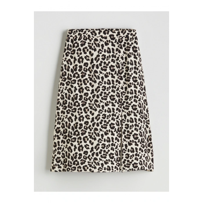 Beli Lastikli Leopar Desenli Etek