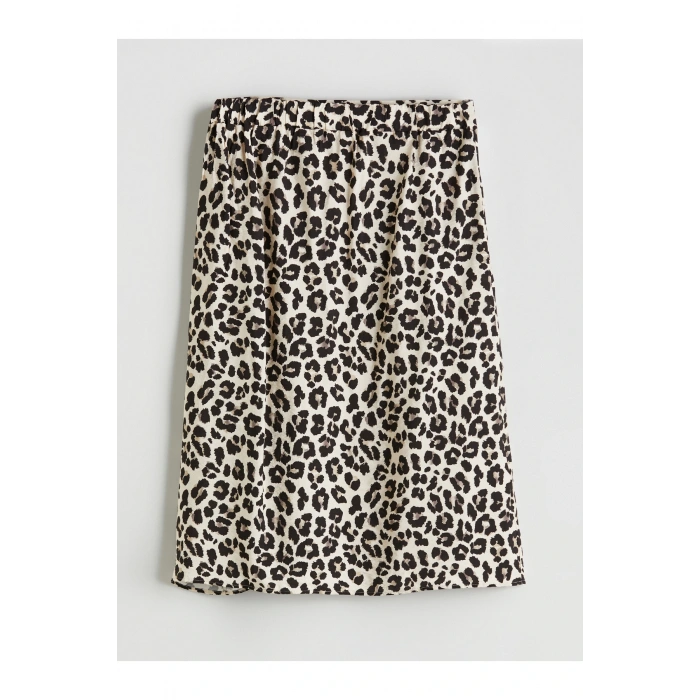 Beli Lastikli Leopar Desenli Etek