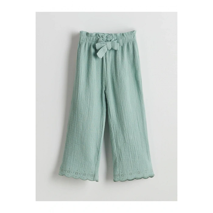 Beli Lastikli Müslin Kız Çocuk Pantolon (S5)