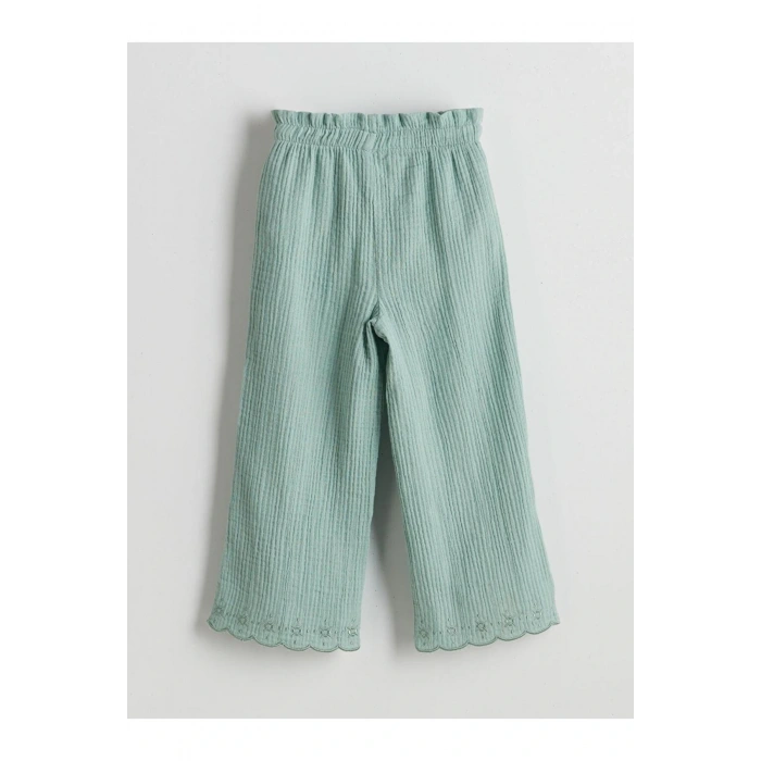 Beli Lastikli Müslin Kız Çocuk Pantolon (S5)