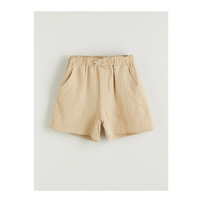 Beli Lastikli Müslin Kız Çocuk Şort