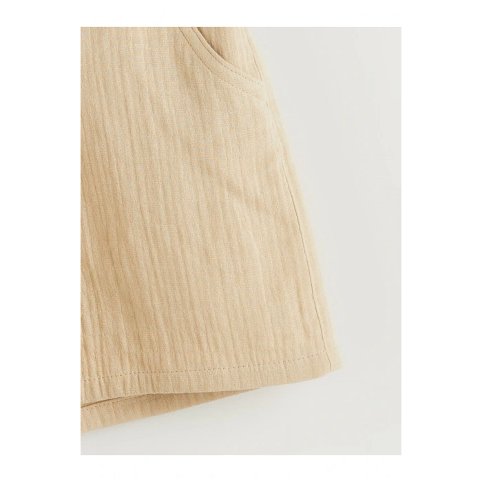 Beli Lastikli Müslin Kız Çocuk Şort