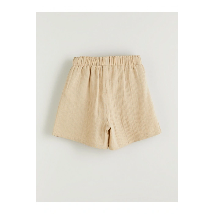 Beli Lastikli Müslin Kız Çocuk Şort