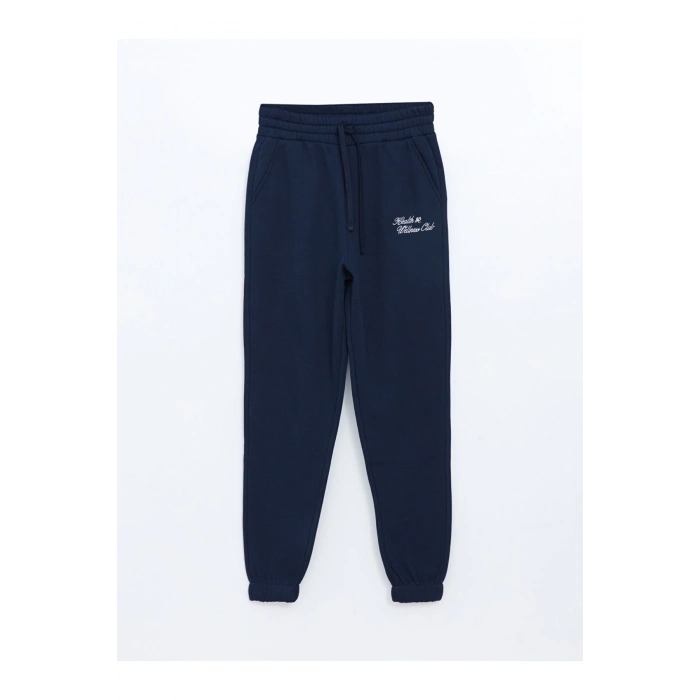 Beli Lastikli Nakışlı Kadın Kalın Jogger Eşofman Altı