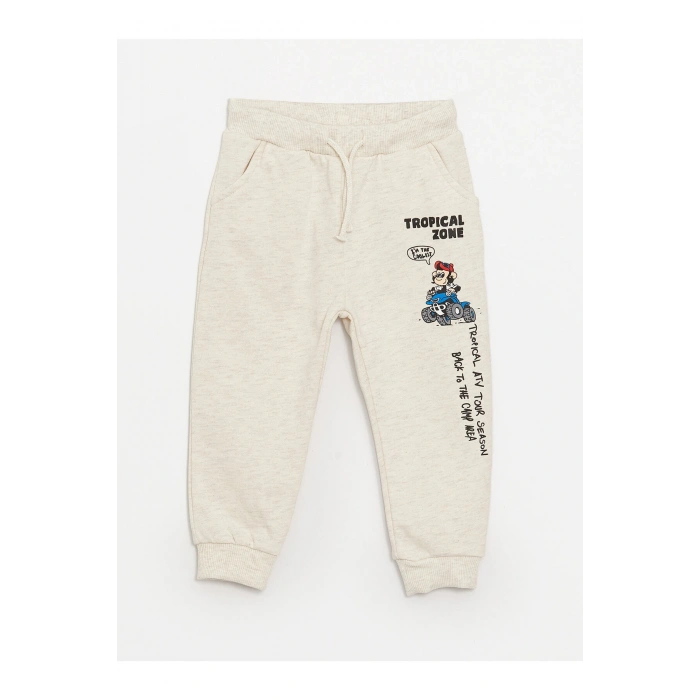 Beli Lastikli Nostaljik Maymun Baskılı Erkek Bebek Eşofman Alt