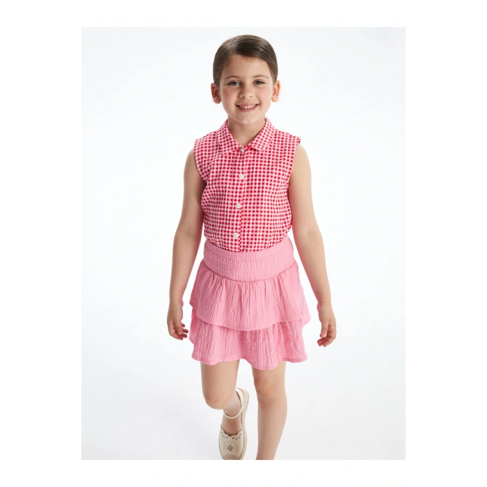 Beli Lastikli Pileli Kız Çocuk Etek