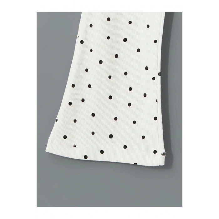 Beli Lastikli Puantiyeli Kız Çocuk İspanyol Paça Tayt