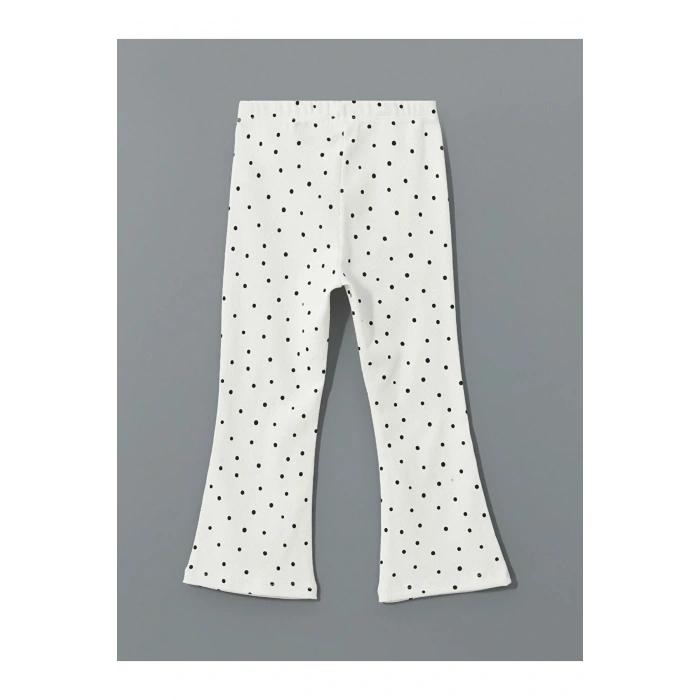 Beli Lastikli Puantiyeli Kız Çocuk İspanyol Paça Tayt