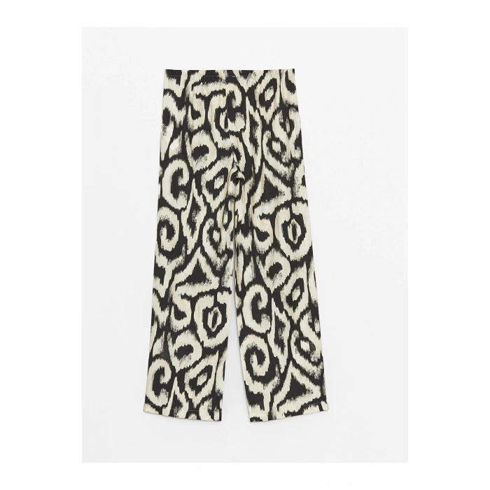 Beli Lastikli Rahat Kalıp Desenli Kadın Pantolon