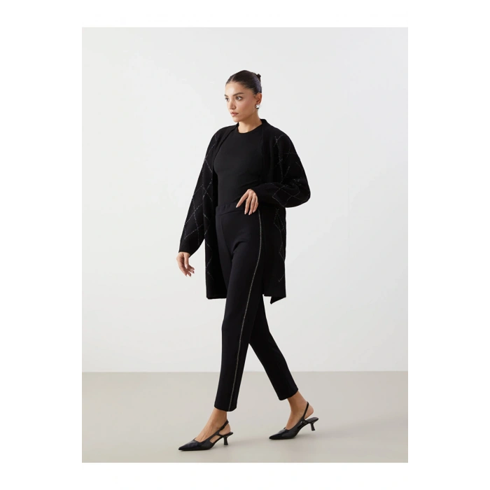 Beli Lastikli Şerit Detaylı Kadın Eşofman Altı