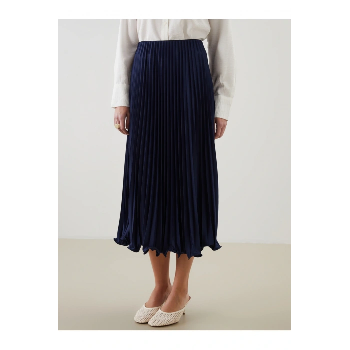 Beli Lastikli Şifon Kadın Pileli Etek