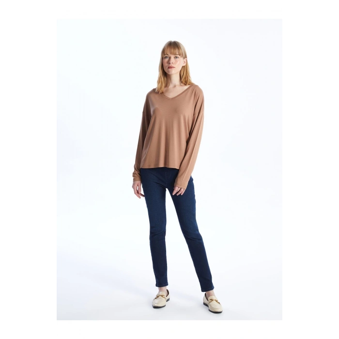 Beli Lastikli Slim Fit Kadın Jean Pantolon