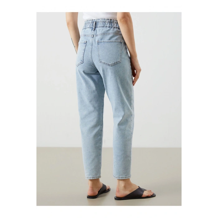 Beli Lastikli Slim Mom Kadın Jean Pantolon