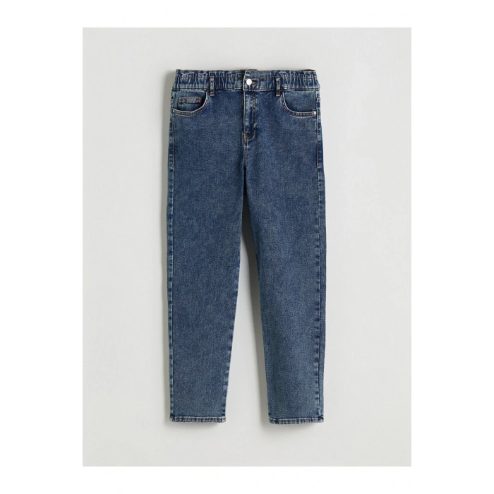 Beli Lastikli Slim Mom Kadın Jean Pantolon