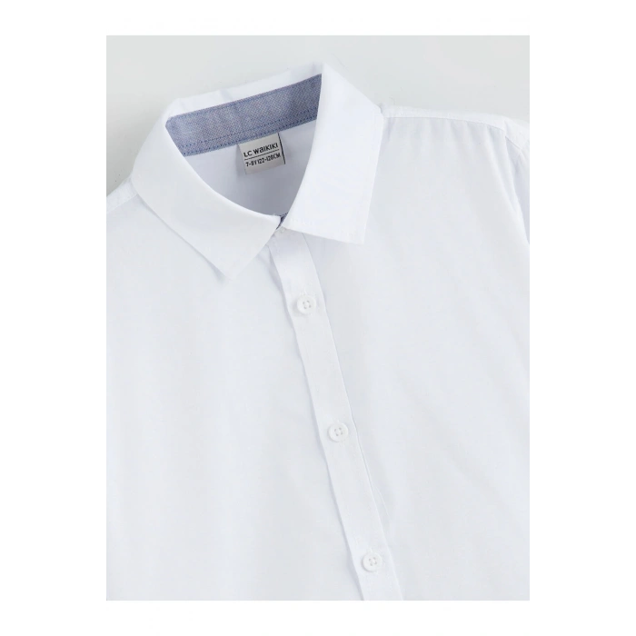 Beyaz Basic Uzun Kollu Erkek Çocuk Gömlek