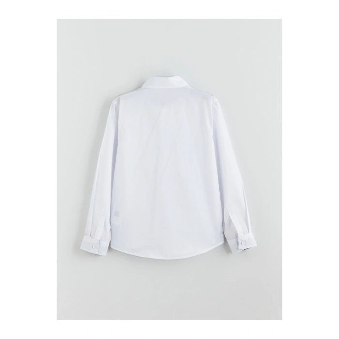 Beyaz Basic Uzun Kollu Erkek Çocuk Gömlek