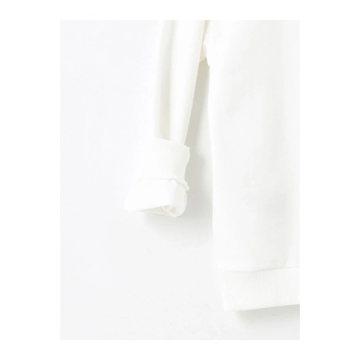 Beyaz Bisiklet Yaka Kız Çocuk Sweatshirt