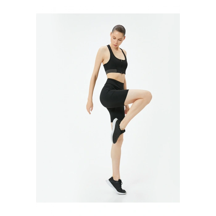 Biker Tayt Yüksek Bel Slim Fit İnterlok