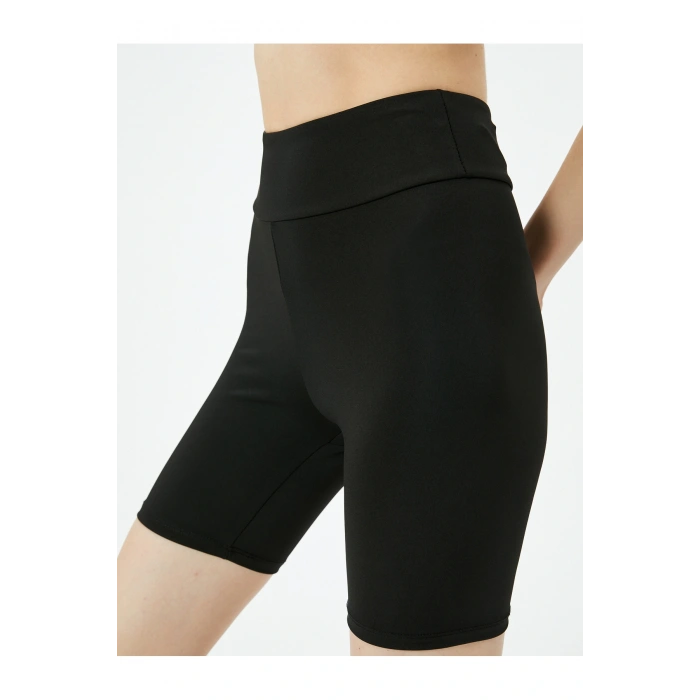 Biker Tayt Yüksek Bel Slim Fit İnterlok