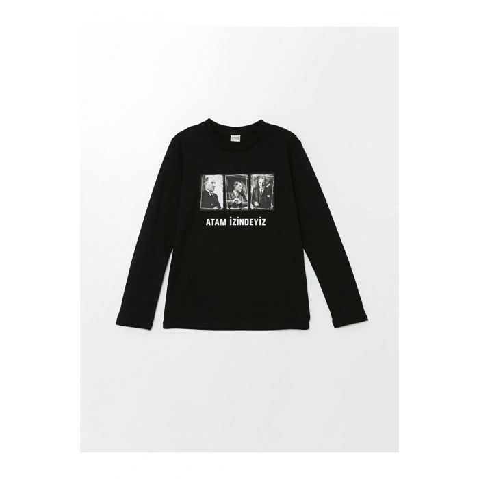 Bisiklet Yaka Ataturk Baskili Erkek Cocuk Tisort - W4AO02Z4