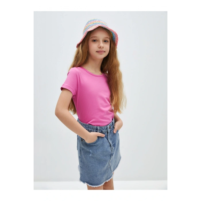 Bisiklet Yaka Basic Kısa Kollu Kız Çocuk Tişört