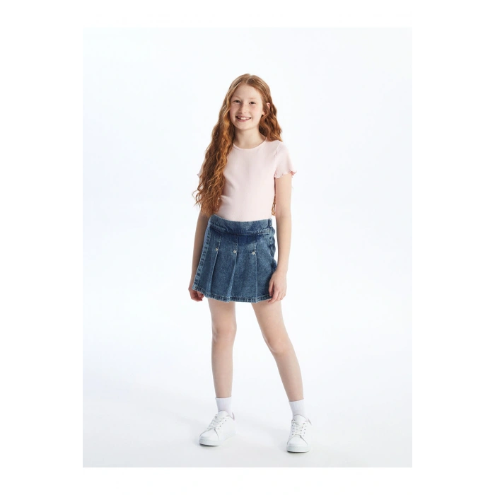 Bisiklet Yaka Basic Kısa Kollu Kız Çocuk Tişört