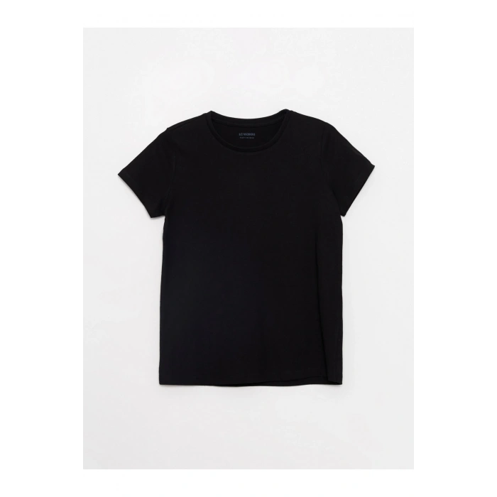 Bisiklet Yaka Basic Kısa Kollu Pamuklu Kız Çocuk Tişört