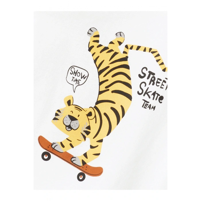 Bisiklet Yaka Baskılı Erkek Bebek Tişört ve Şort 2li Takım