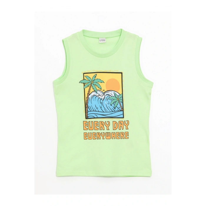 Bisiklet Yaka Baskılı Erkek Çocuk Atlet