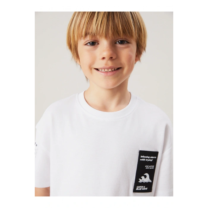 Bisiklet Yaka Baskılı Erkek Çocuk Tişört