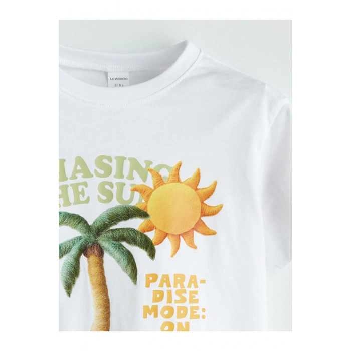 Bisiklet Yaka Baskılı Erkek Çocuk Tişört