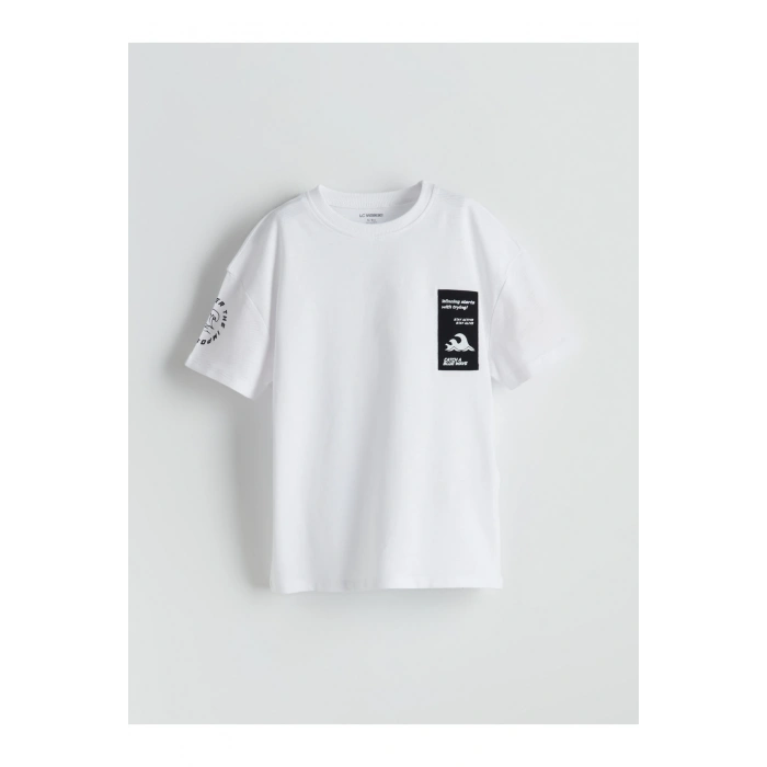 Bisiklet Yaka Baskılı Erkek Çocuk Tişört