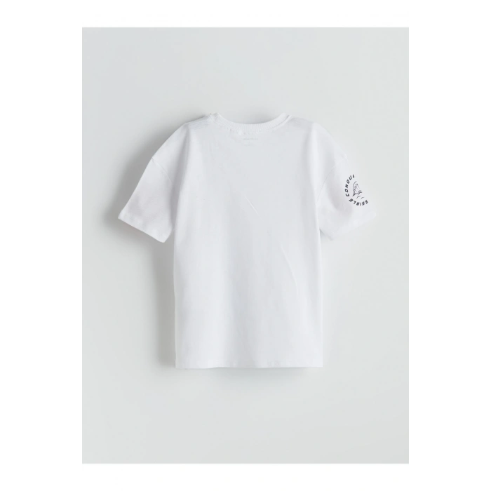 Bisiklet Yaka Baskılı Erkek Çocuk Tişört