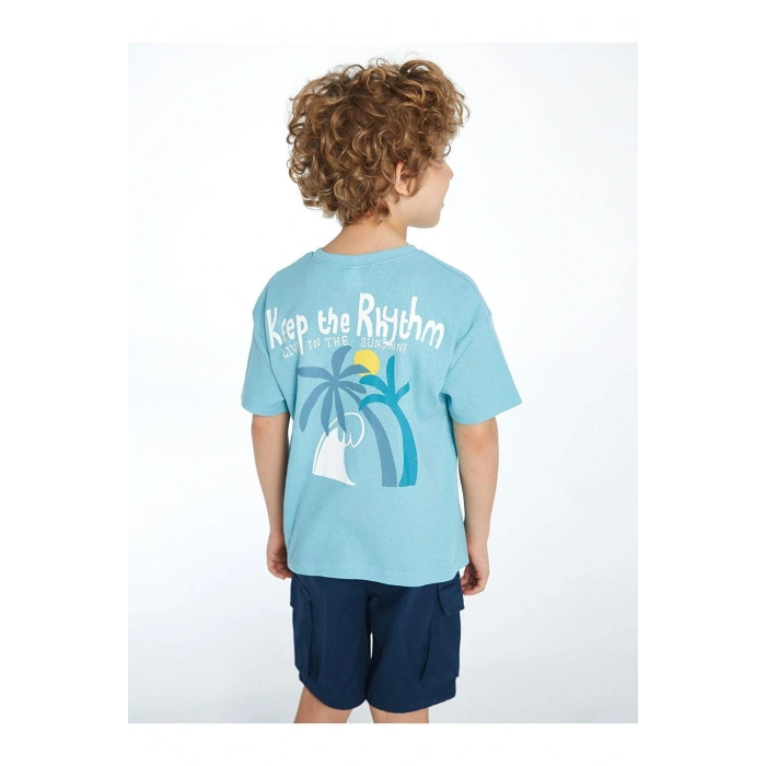 Bisiklet Yaka Baskılı Erkek Çocuk Tişört (S5)