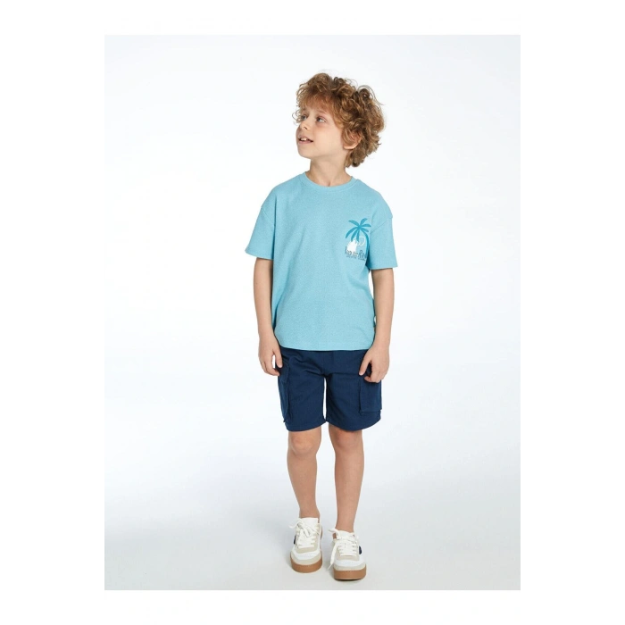 Bisiklet Yaka Baskılı Erkek Çocuk Tişört (S5)